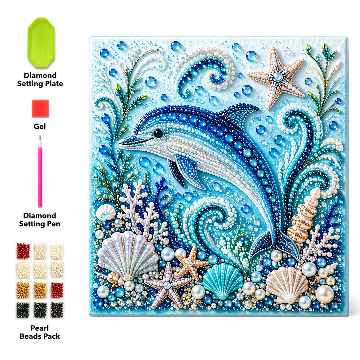 π Bring the Ocean to Life With Every Sparkling Pearl - Ocean Pearl Mosaic Art Kit