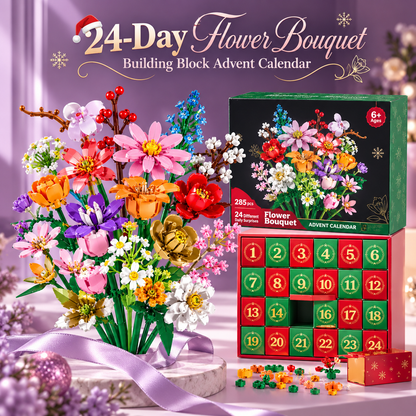 🎄24-Day Flower Bouquet Building Block Advent Calendar🌸